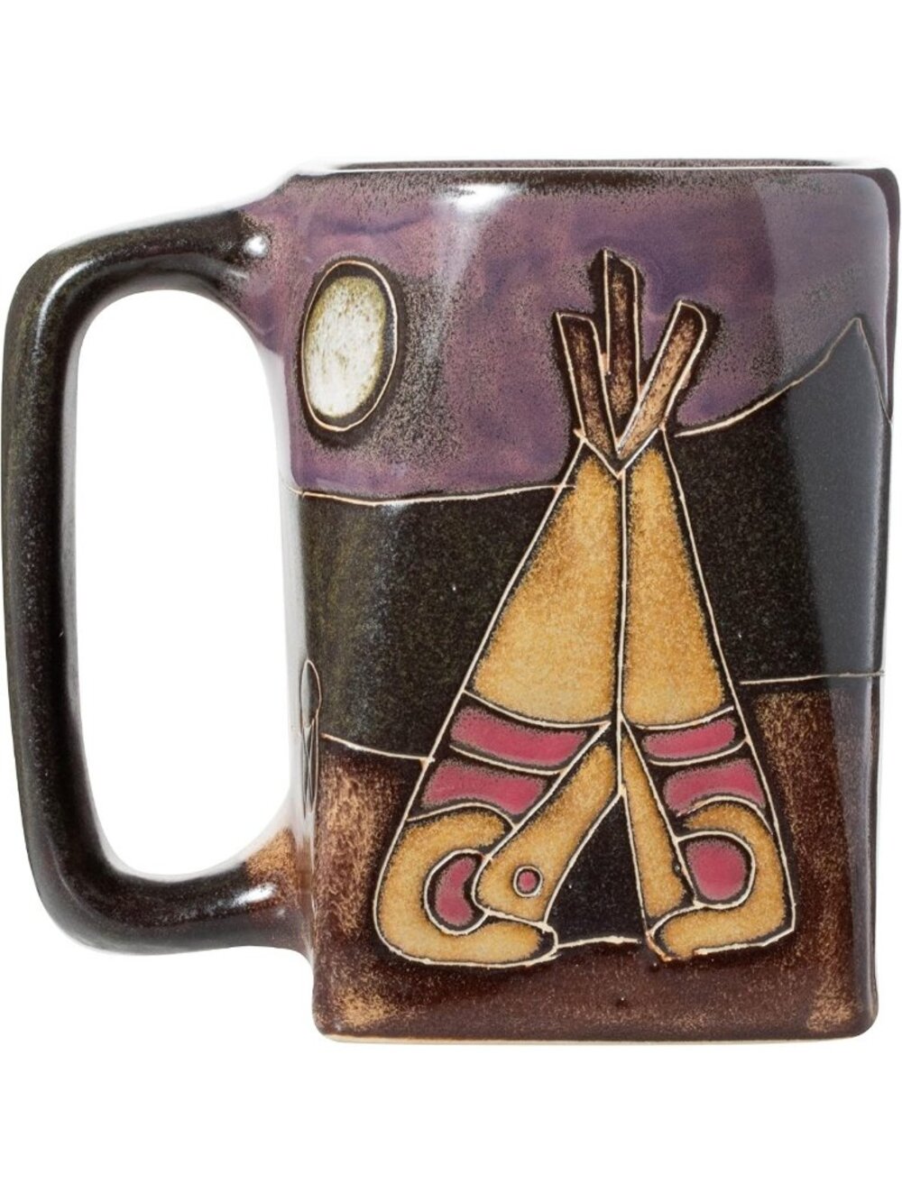 Handcrafted 12oz Campfire Mug | Native American Teepee Design | Coffee & Tea